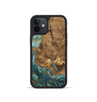 iPhone 12 mini Wood Phone Case - Inaya (Teal & Gold, 809411)