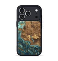 iPhone 17 Pro Wood Phone Case - Inaya (Teal & Gold, 809411)