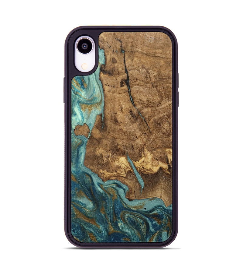 iPhone Xr Wood Phone Case - Inaya (Teal & Gold, 809411)