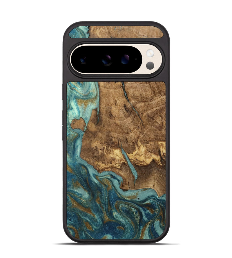 Pixel 10 Wood Phone Case - Inaya (Teal & Gold, 809411)