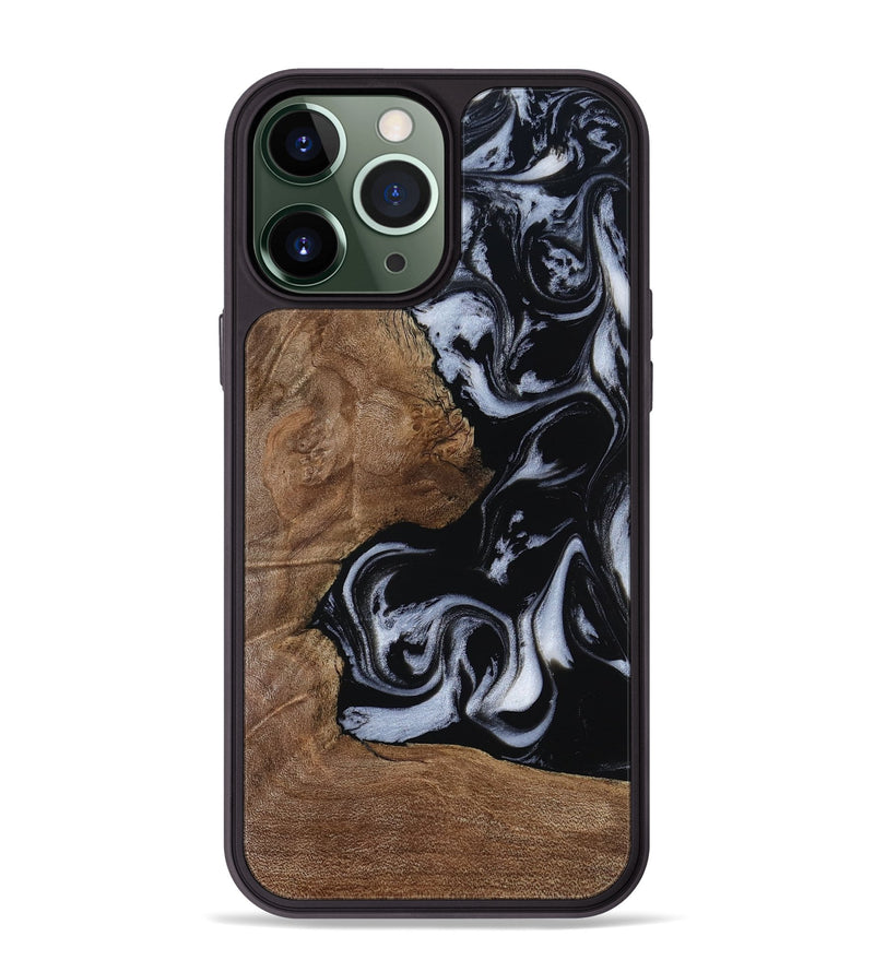 iPhone 13 Pro Max Wood Phone Case - Emilee (Black & White, 809418)