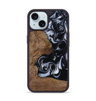 iPhone 15 Wood Phone Case - Emilee (Black & White, 809418)