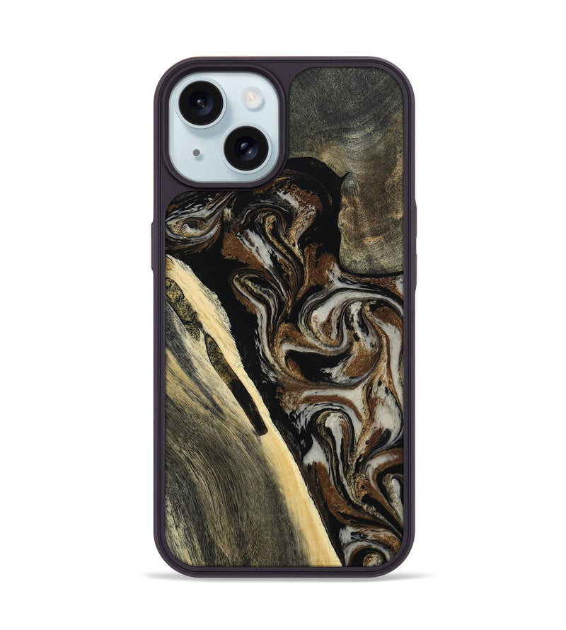 iPhone 15 Wood Phone Case - Gena (Black & White, 809419)