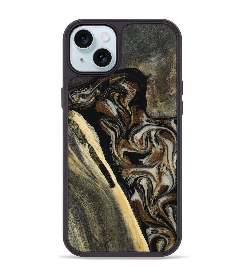 iPhone 15 Plus Wood Phone Case - Gena (Black & White, 809419)