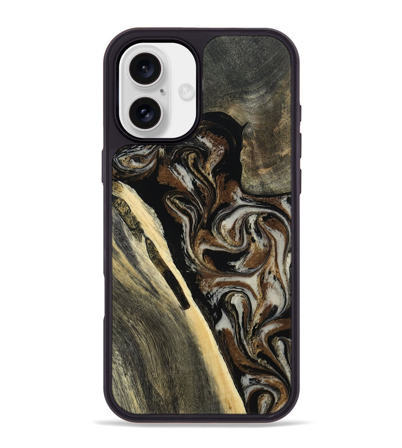 iPhone 16 Plus Wood Phone Case - Gena (Black & White, 809419)