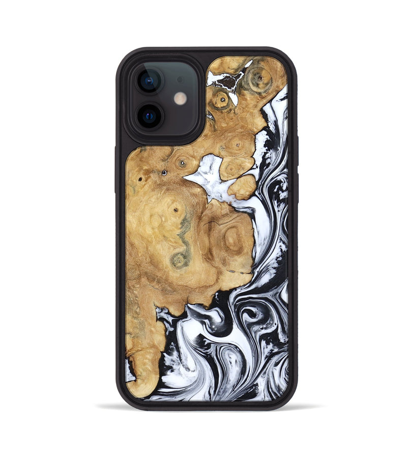 iPhone 12 Wood Phone Case - Dalia (Black & White, 809420)