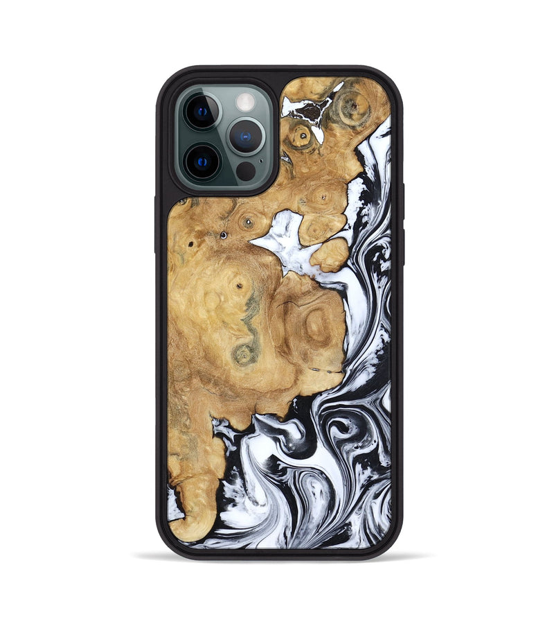 iPhone 12 Pro Wood Phone Case - Dalia (Black & White, 809420)