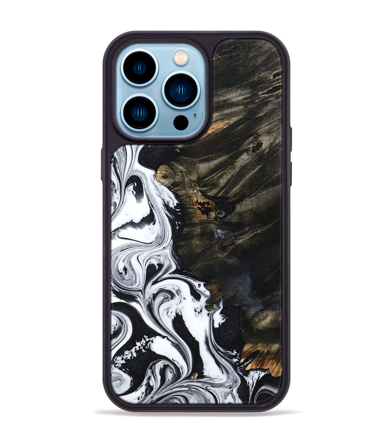 iPhone 14 Pro Max Wood Phone Case - Jericho (Black & White, 809421)