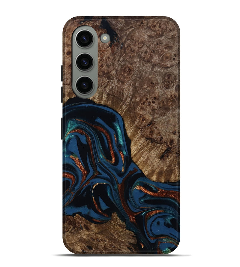 Galaxy S23 Plus Wood Live Edge Phone Case - Velda (Teal & Gold, 809433)
