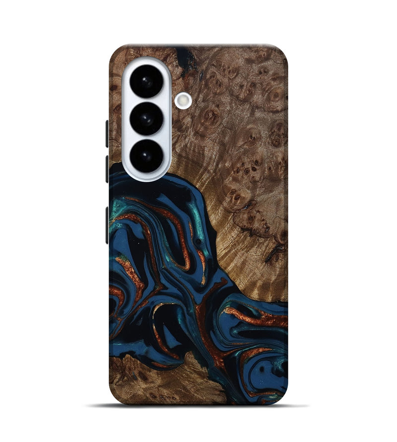 Galaxy S26 Wood Live Edge Phone Case - Velda (Teal & Gold, 809433)