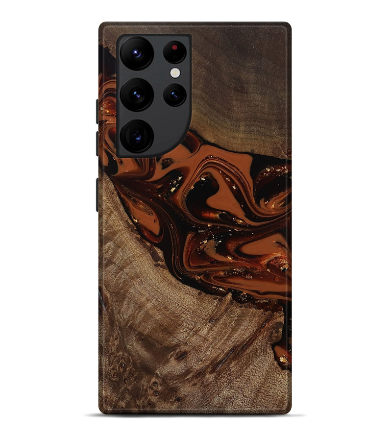 Galaxy S22 Ultra Wood Live Edge Phone Case - Mertie (Red, 809434)