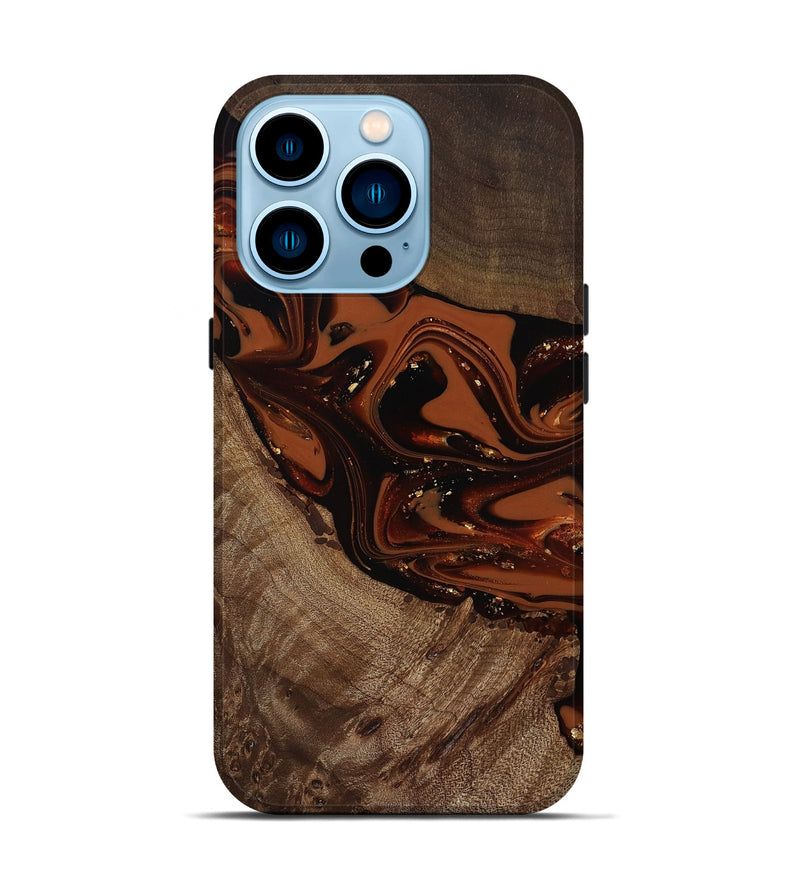 iPhone 14 Pro Wood Live Edge Phone Case - Mertie (Red, 809434)