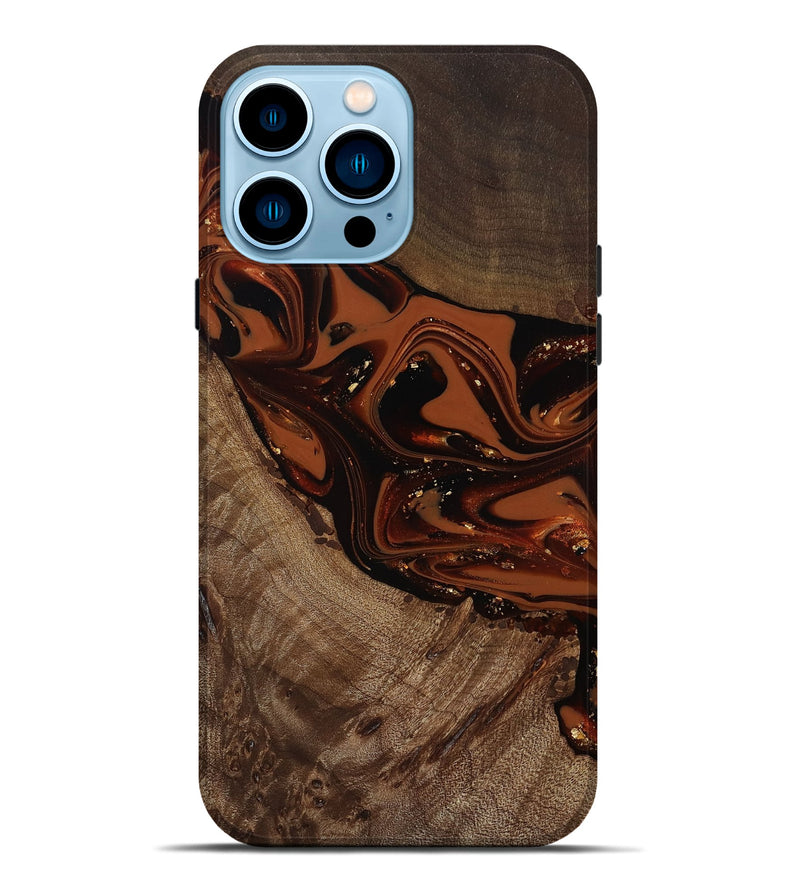 iPhone 14 Pro Max Wood Live Edge Phone Case - Mertie (Red, 809434)