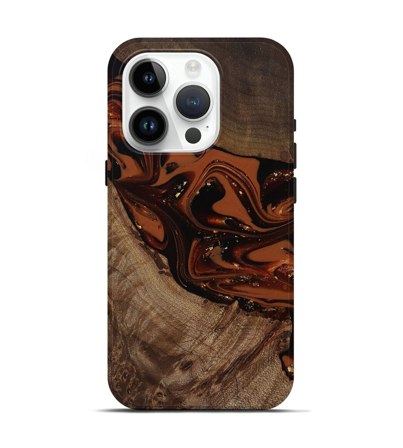 iPhone 15 Pro Wood Live Edge Phone Case - Mertie (Red, 809434)