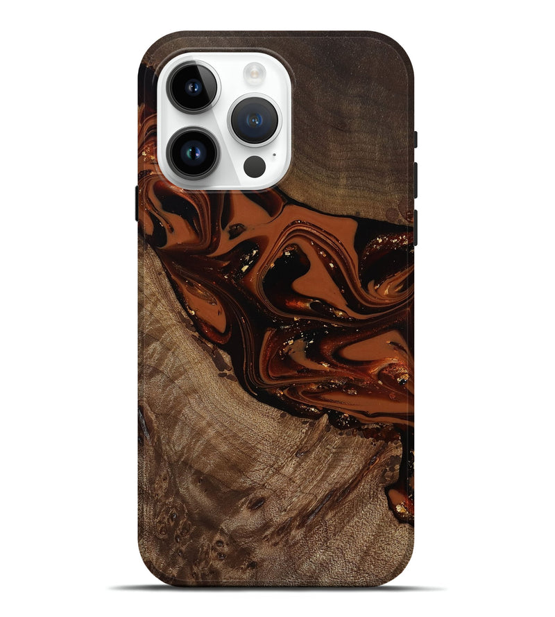 iPhone 15 Pro Max Wood Live Edge Phone Case - Mertie (Red, 809434)