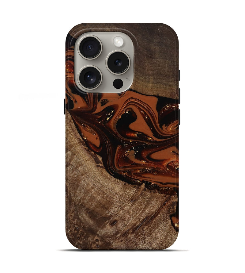 iPhone 16 Pro Wood Live Edge Phone Case - Mertie (Red, 809434)
