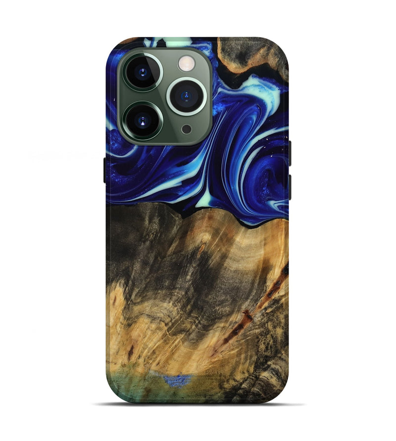 iPhone 13 Pro Wood Live Edge Phone Case - Vernice (Blue, 809439)