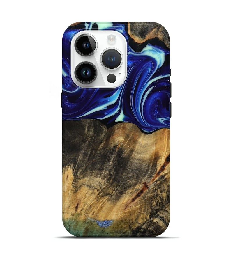 iPhone 15 Pro Wood Live Edge Phone Case - Vernice (Blue, 809439)