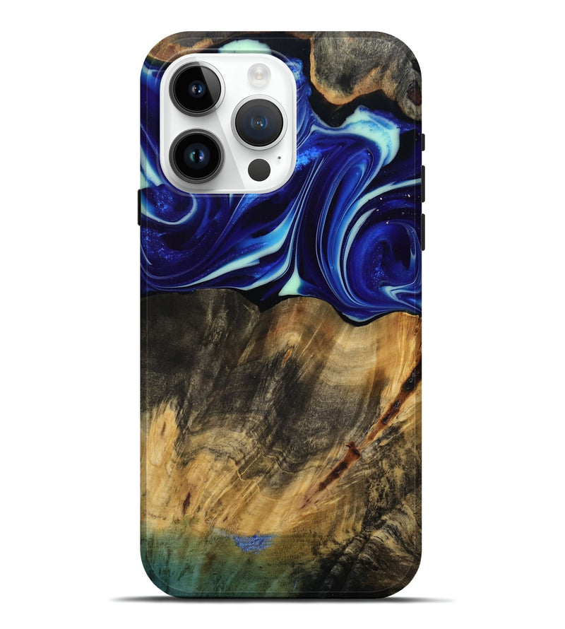 iPhone 15 Pro Max Wood Live Edge Phone Case - Vernice (Blue, 809439)