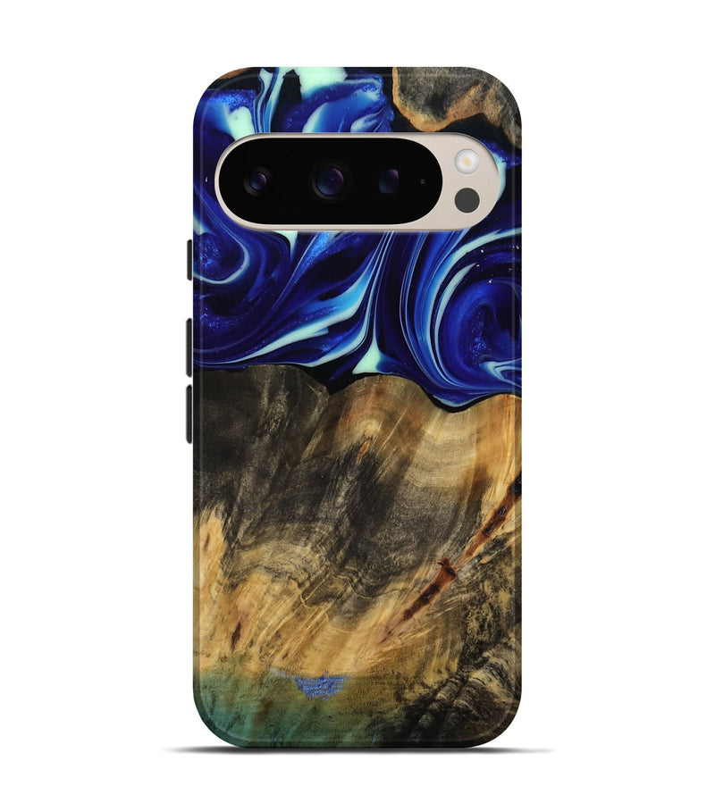 Pixel 9 Wood Live Edge Phone Case - Vernice (Blue, 809439)
