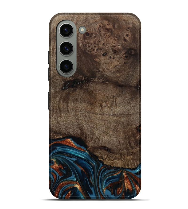 Galaxy S23 Plus Wood Live Edge Phone Case - Skyler (Teal & Gold, 809440)