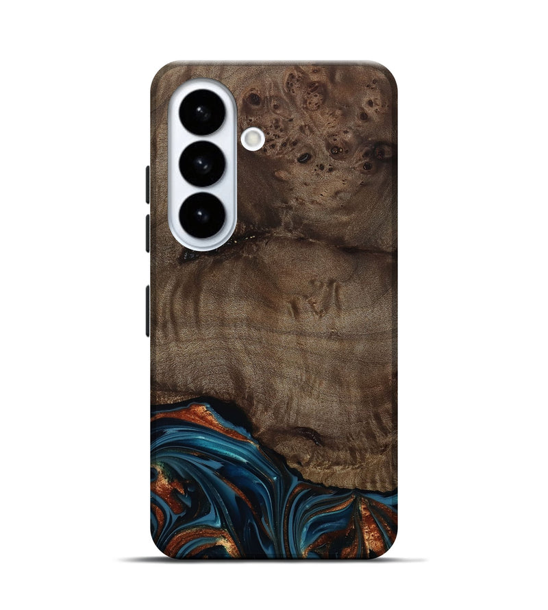 Galaxy S26 Wood Live Edge Phone Case - Skyler (Teal & Gold, 809440)