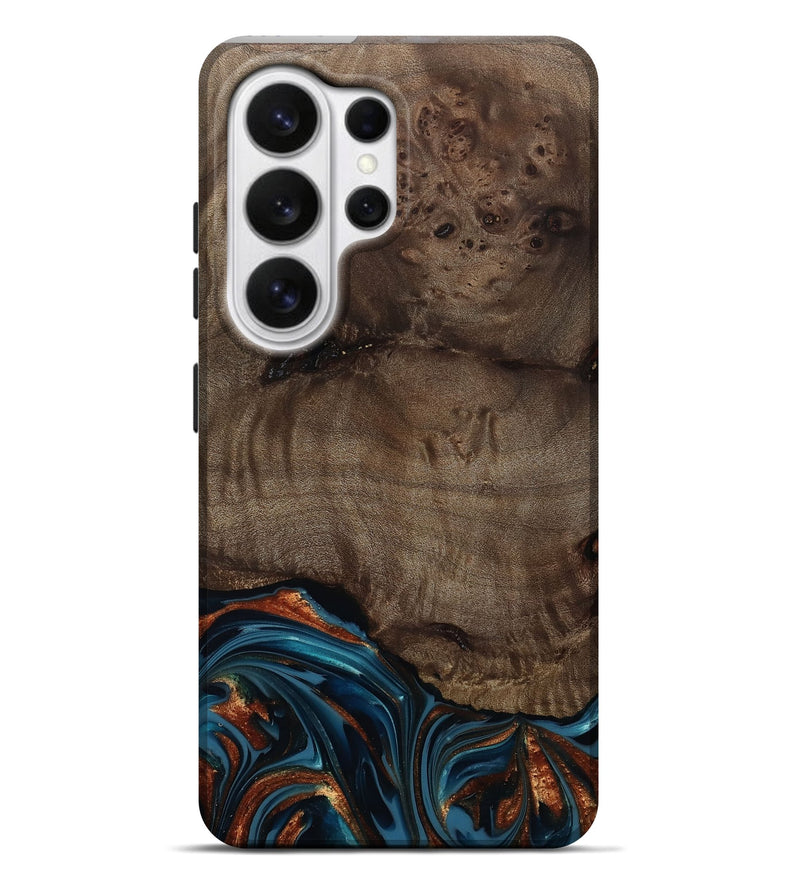 Galaxy S26 Ultra Wood Live Edge Phone Case - Skyler (Teal & Gold, 809440)