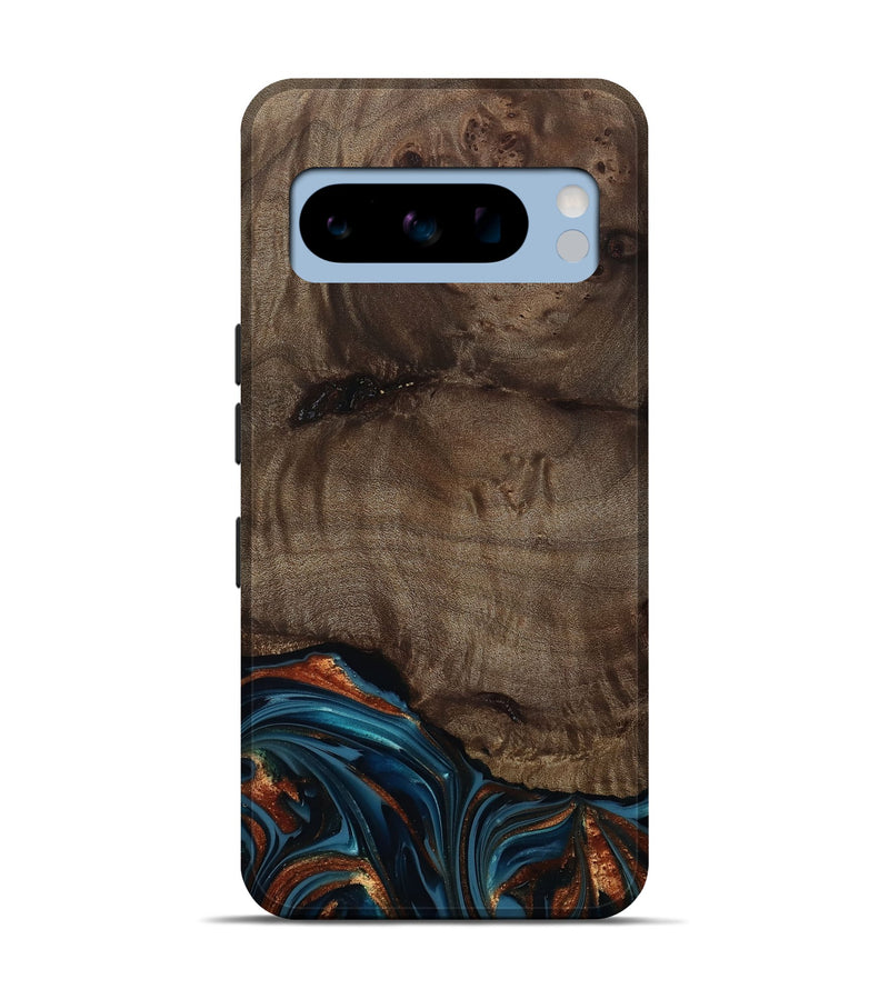 Pixel 8 Pro Wood Live Edge Phone Case - Skyler (Teal & Gold, 809440)