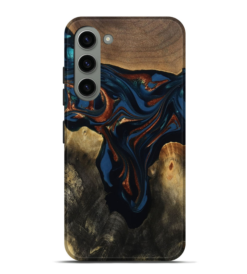 Galaxy S23 Plus Wood Live Edge Phone Case - Phoebe (Teal & Gold, 809448)