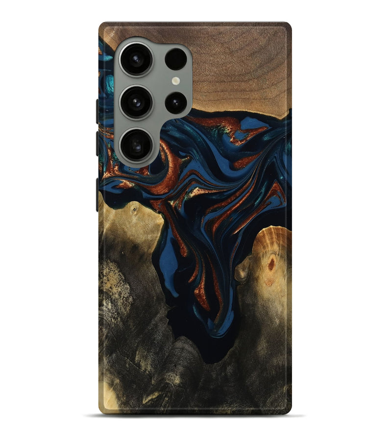 Galaxy S24 Ultra Wood Live Edge Phone Case - Phoebe (Teal & Gold, 809448)