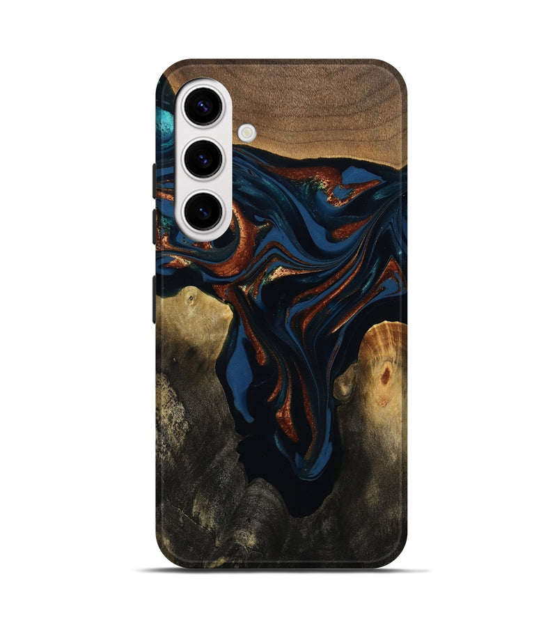 Galaxy S25 Wood Live Edge Phone Case - Phoebe (Teal & Gold, 809448)
