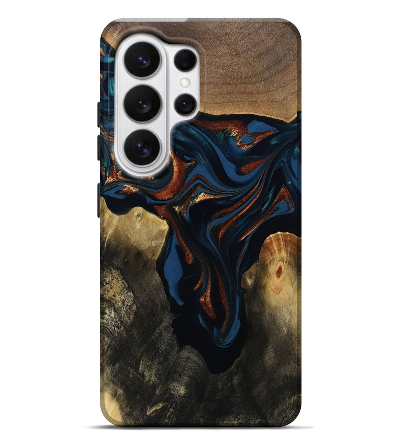 Galaxy S26 Ultra Wood Live Edge Phone Case - Phoebe (Teal & Gold, 809448)