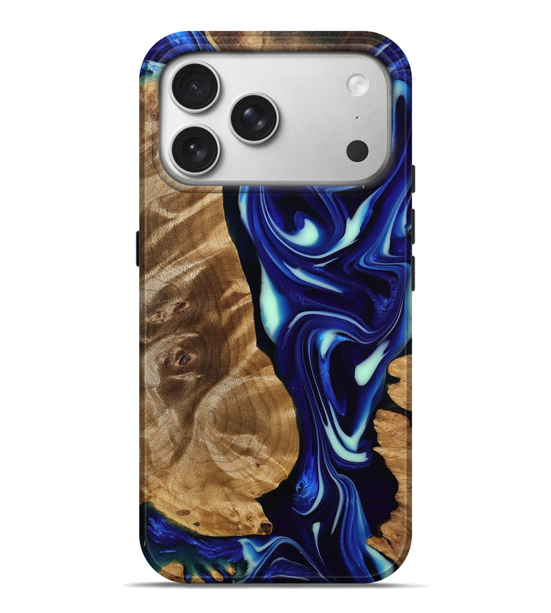 iPhone 17 Pro Max Wood Live Edge Phone Case - Ione (Blue, 809450)