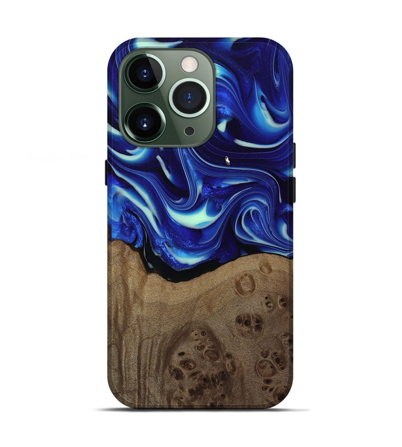 iPhone 13 Pro Wood Live Edge Phone Case - Damaris (Blue, 809454)