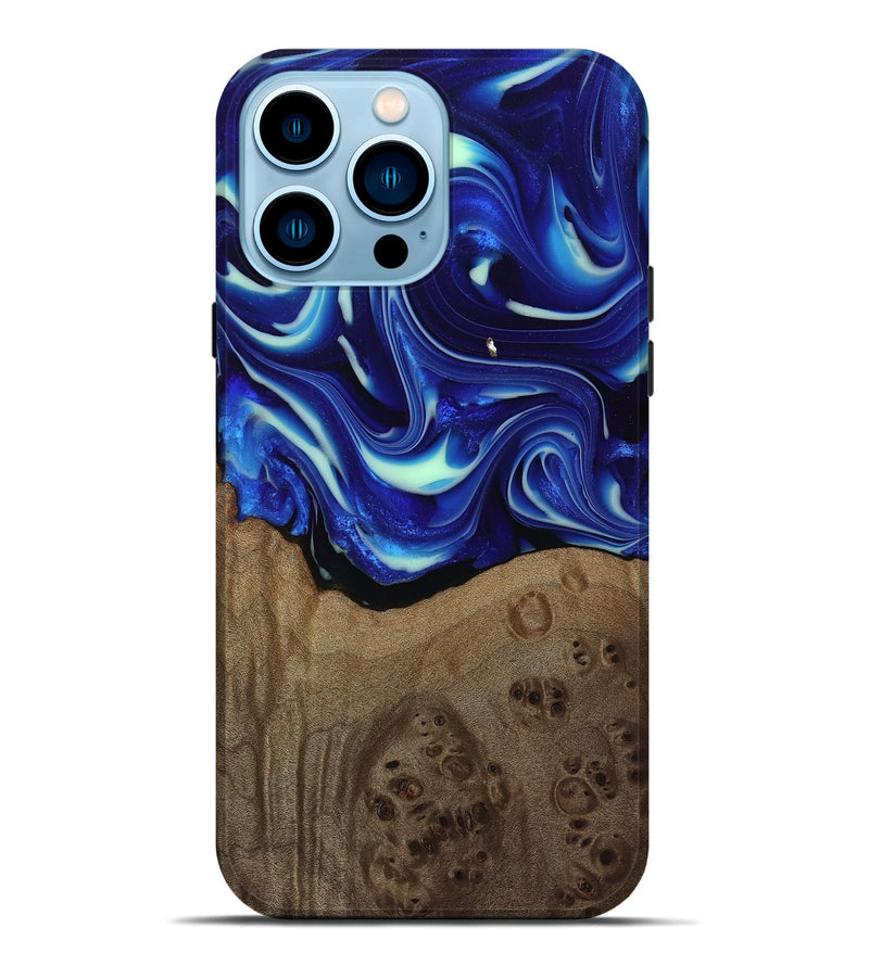 iPhone 14 Pro Max Wood Live Edge Phone Case - Damaris (Blue, 809454)