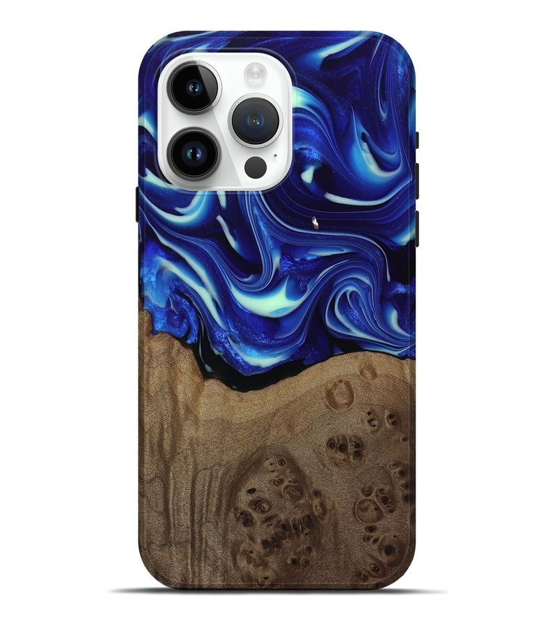 iPhone 15 Pro Max Wood Live Edge Phone Case - Damaris (Blue, 809454)