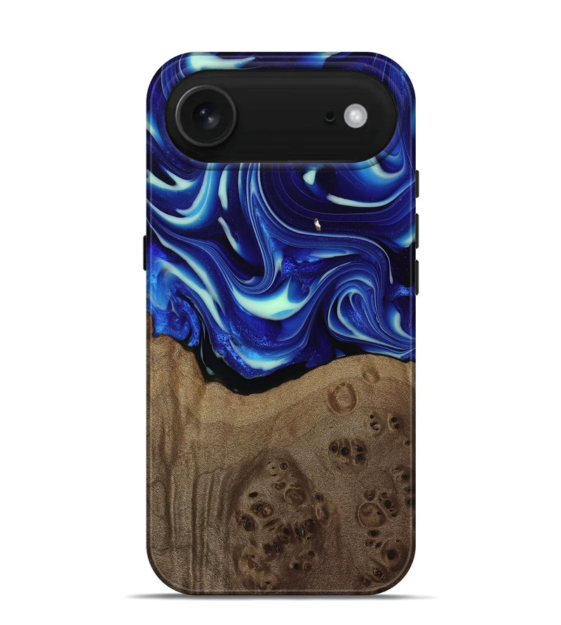 iPhone 17 Air Wood Live Edge Phone Case - Damaris (Blue, 809454)