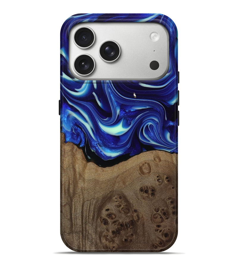 iPhone 17 Pro Max Wood Live Edge Phone Case - Damaris (Blue, 809454)
