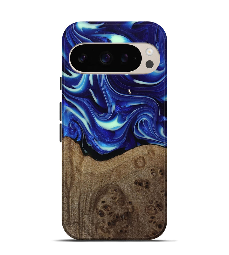 Pixel 9 Wood Live Edge Phone Case - Damaris (Blue, 809454)
