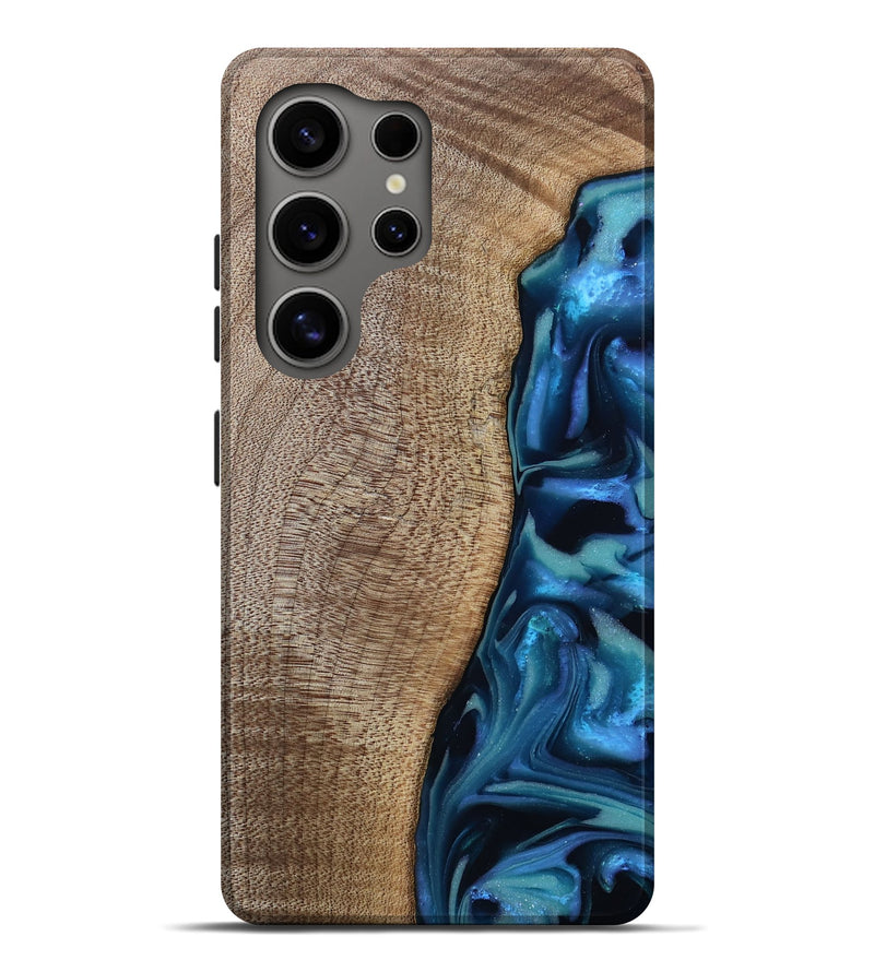 Galaxy S25 Ultra Wood Live Edge Phone Case - Uriel (Blue, 809455)