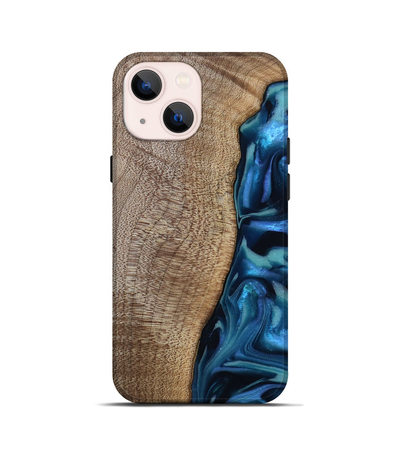 iPhone 13 mini Wood Live Edge Phone Case - Uriel (Blue, 809455)