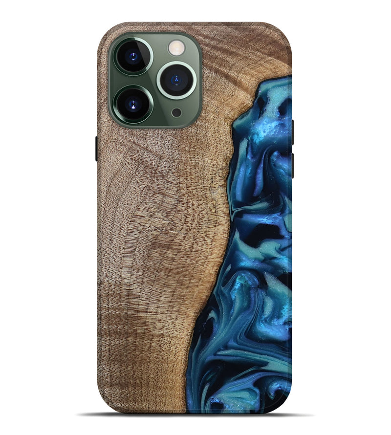 iPhone 13 Pro Max Wood Live Edge Phone Case - Uriel (Blue, 809455)