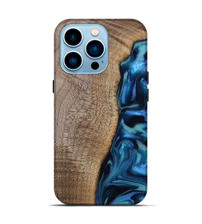 iPhone 14 Pro Wood Live Edge Phone Case - Uriel (Blue, 809455)