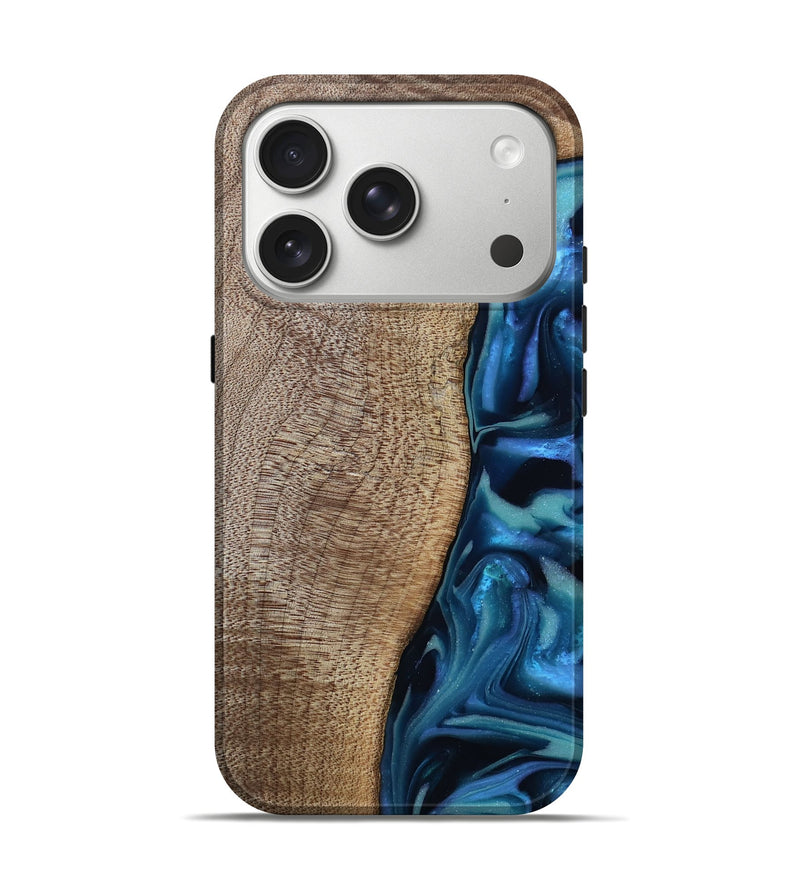 iPhone 17 Pro Wood Live Edge Phone Case - Uriel (Blue, 809455)