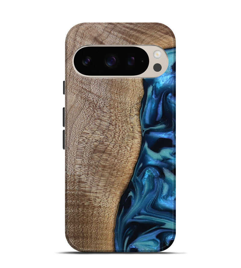 Pixel 9 Wood Live Edge Phone Case - Uriel (Blue, 809455)