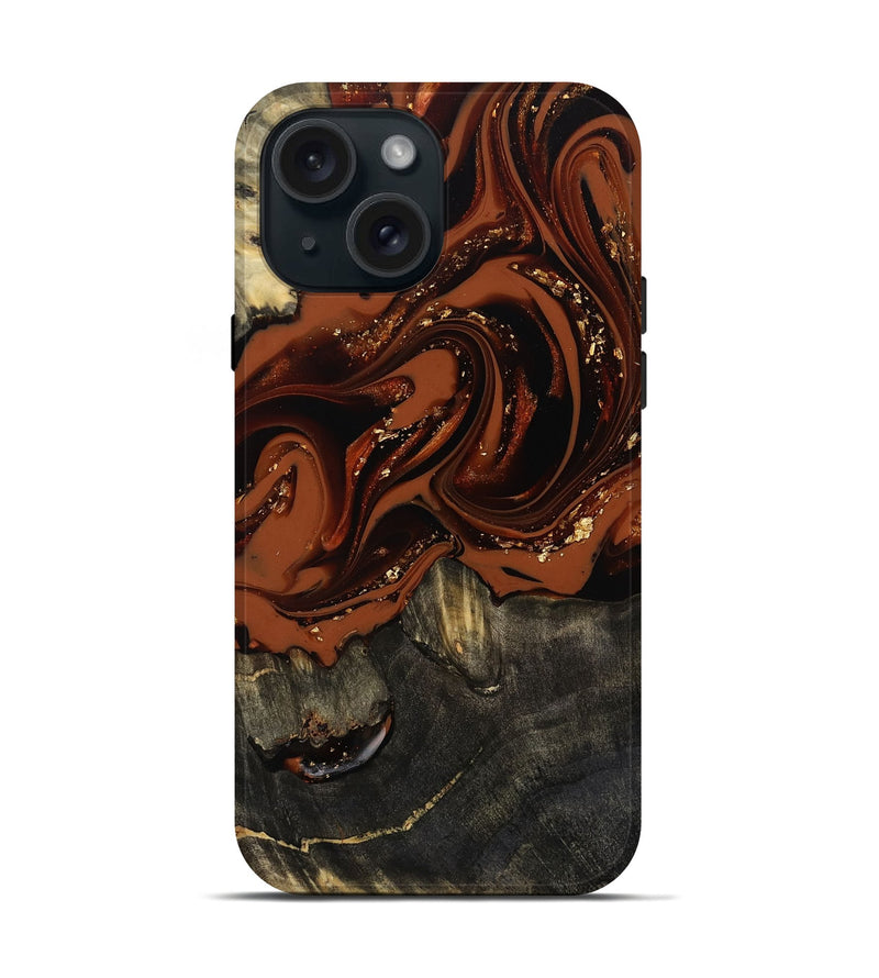 iPhone 15 Wood Live Edge Phone Case - Lupe (Red, 809459)