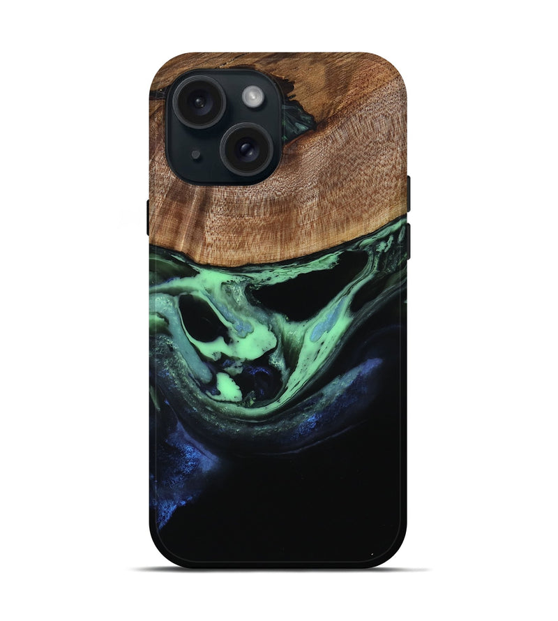 iPhone 15 Wood Live Edge Phone Case - Analia (Green, 809461)