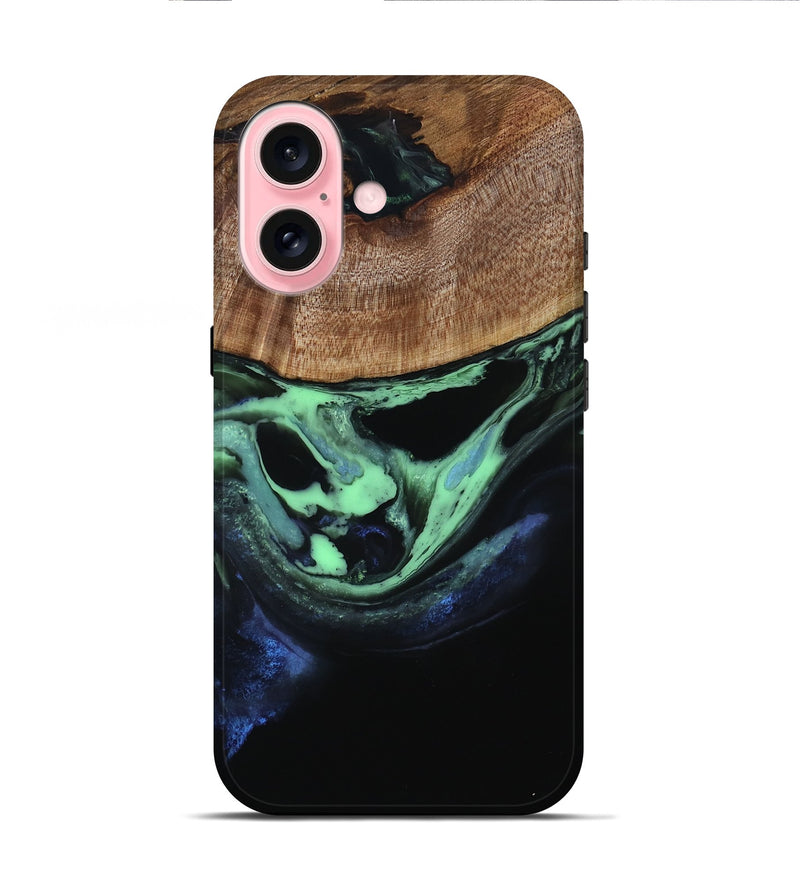 iPhone 16 Wood Live Edge Phone Case - Analia (Green, 809461)
