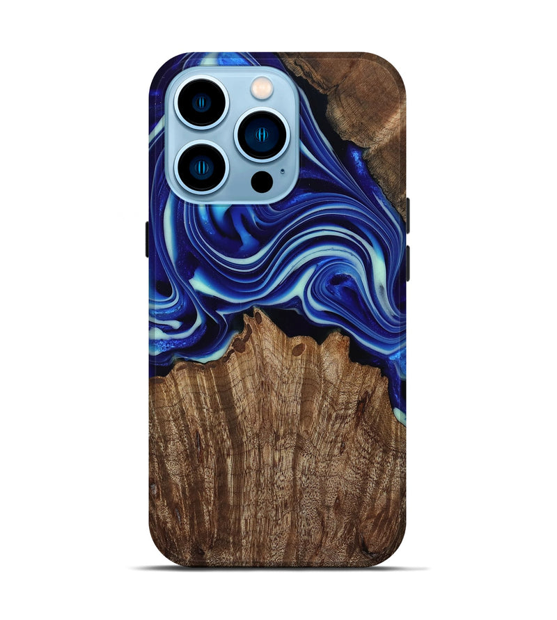 iPhone 14 Pro Wood Live Edge Phone Case - Reanna (Blue, 809463)