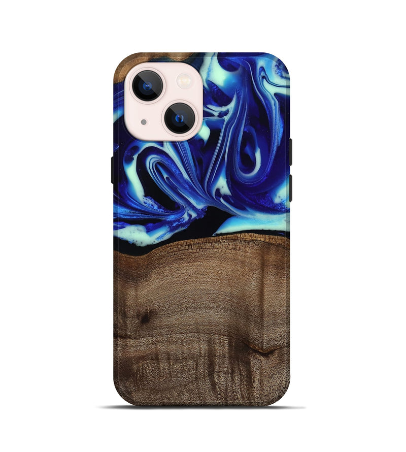 iPhone 13 mini Wood Live Edge Phone Case - Lily (Blue, 809465)